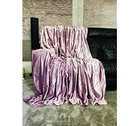 Throw over bedspread Shiny Velvet New Sofa or bed Throw or Cushion Cover (Mauve, 200x250cm throw)