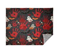 Throw Over Blanket Halloween Horror Red Blood Handprint Teen Throw Blanket 50x70 Inches