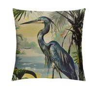 Throw Pillow Case Audubon Blue Louisiana Heron Bird Drawing, Zippered Pillow Cases Soft Throw Pillow Cover For Sofa Garden Home 45X45Cn