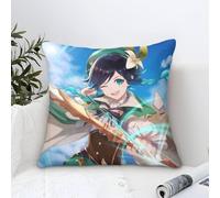 Throw Pillow Case Genshin Impact Barbatos Digital Printing Linen Pillow Cases with Invisible Zipper Home Decor Size: 40 x 40 cm (16 x 16 inches)