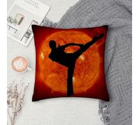 Throw Pillow Case Home Decorative,Chinese Kung Fu Flame Black Character Bruce Lee Martial Arts,Living Room Bedroom Sofa Cushion Covers Decorative Square Throw Pillow Cover