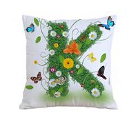 Throw Pillow Case Pillowcase Square Printed Cushion Cover for Living Room Sofa Couch Bed Car,Letter K, capital K Green themed image with inspirations from nature Animals Vegetal life,18x18 in