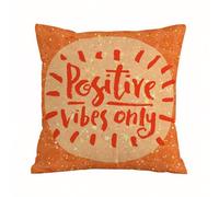 Throw Pillow Case Pillowcase Square Printed Cushion Cover for Living Room Sofa Couch Bed Car,Positive Vibes Only Hand Lettering Quote on Doodle Background,18x18 in