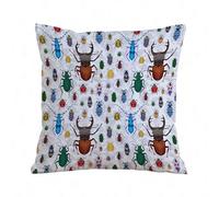 Throw Pillow Case Pillowcase Square Printed Cushion Cover for Living Room Sofa Couch Bed Car,Seamless pattern with colorful bugs. Bright vector drawing of small beetles. ct on the back,18x18 in
