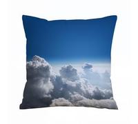 Throw Pillow Case Pillowcase Square Printed Cushion Cover for Living Room Sofa Couch Bed Car,Sky Decor,Sky Image from Above the Clouds Holiday Flying Travelling Scenic,18x18 in
