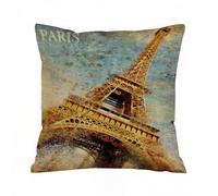Throw Pillow Case Pillowcase Square Printed Cushion Cover for Living Room Sofa Couch Bed Car,Tour Eiffel, Tour Eiffel Illustration Grun,18x18 in