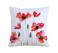 Throw Pillow Case Pillowcase Square Printed Cushion Cover for Living Room Sofa Couch Bed Car,Watercolor Flower,Poppies Wildflowers Nature ow Painting with Watercolor,18x18 in