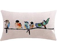 Throw Pillow Cases 40x60cm Cushion Covers 16x24inch Square Cotton Linen Colored branch bird B843 Double Sided with Invisible Zipper Throw Pillow Covers for Living Room Bench Sofa Couch Bed,Pack of 1