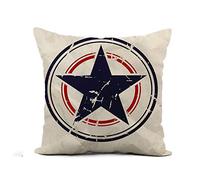 Throw Pillow Cover Blue America Star on Crumpled Red Captain Military 4Th 18x18 Inches Pillowcase Home Decor Square Cotton Linen Pillow Case Cushion Cover