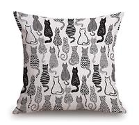Throw Pillow Cover, Cat Pillow Cover, Abstract Kitten with Cute Tail Decorative Pillow Case, Cat Themed Gifts for Women Cushion Cover for Sofa Couch Chair Bed, 18 x 18 Inches