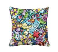 Throw Pillow Cover Colorful Abstract Science Colourful Molecules Pattern Green Atom18x18 Inches Pillowcase Home Decorative Square Pillow Case Cushion Cover