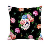 Throw Pillow Cover Colorful Frida Skull And Rose Flower Pink Pattern Kahlo Cushion Cover Double Sided Pillowcase Decorative Pillow Cover For Sofa Home Decoration 45X45Cm