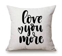 Throw Pillow Cover Love You More Decorative Pillowcase Cotton Linen Square Throw Pillow Case Home Couch Decor Cushion Cover 18" x 18"
