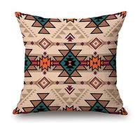 Throw Pillow Cover Pink Retro Color Tribal Navajo Aztec Fancy Abstract Geometric Ethnic Hipster Design Weave Summer Decorative Pillow Case Home Decor Square 18x18 Inches Pillowcase