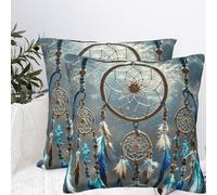 Throw Pillow Covers 12"x12" Double Sided Plush Pillows Covers Native American Dream Catcher Pillow Cases for Living Room Decorative Throw Pillows Cover Couch Case for Home Sofa Decor