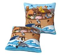 Throw Pillow Covers 12x12 Inch Set of 2 (No Pillow) - Animals on Noah's Ark Floating Square Decorative Pillow Case for Couch Bed Living Room House Decor, Soft Cushion Cover for Sofa Bedroom