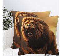 Throw Pillow Covers 22"x22" Double Sided Plush Pillows Covers Angry Roaring Lion Pillow Cases for Living Room Decorative Throw Pillows Cover Couch Case for Home Sofa Decor