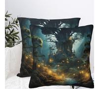 Throw Pillow Covers 22"x22" Double Sided Plush Pillows Covers Fantasy Forest Pillow Cases for Living Room Decorative Throw Pillows Cover Couch Case for Home Sofa Decor