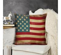 Throw Pillow Covers 24 "x24 " Plush Pillow Cases Zippered Cushion Protector Double Sided Decorative Vintage American Flag 4Th of July Pillow Shams for Sofa Couch Living Room Bedroom Farmhouse Home Dec