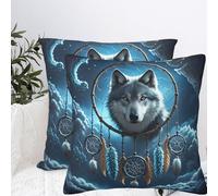 Throw Pillow Covers 26"x26" Double Sided Plush Pillows Covers 3D Wolf Dream Catcher Pillow Cases for Living Room Decorative Throw Pillows Cover Couch Case for Home Sofa Decor