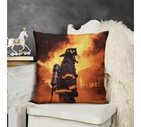 Throw Pillow Covers 26 "x26 " Plush Pillow Cases Zippered Cushion Protector Double Sided Decorative Firefighter Fireman Flame Pillow Shams for Sofa Couch Living Room Bedroom Farmhouse Home Decor