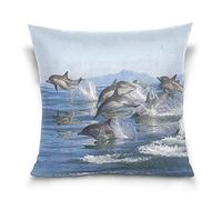 Throw Pillow Covers A Group Of Dolphin With Long Beaks Jumped Out Of The Water Cushion Case Colorful Comfortable Chair Pillowcases, For Bed, Home, Furniture, 45x45cm