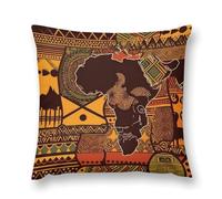 Throw Pillow Covers African Map Ethnic Pattern Double-Sided Farmhouse Cushion Covers Decorative Throw Pillowcase with Hidden Zipper Lumbar Pillow Cover for Sofa Bed Living Room Outdoor Decor 20 "x20 "