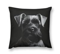 Throw Pillow Covers Black Schnauzer Dog Double-Sided Farmhouse Cushion Covers Decorative Throw Pillowcase with Hidden Zipper Lumbar Pillow Cover for Sofa Bed Living Room Outdoor Decor 18 "x18 "