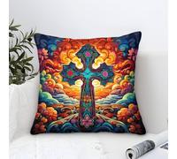 Throw Pillow Covers Celtic Cross Digital Printing with Invisible Zipper Water Resistant Linen Soft Decorative Cushion Covers size:50x50cm