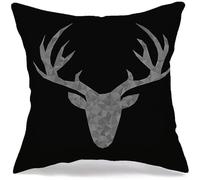 Throw Pillow Covers Deer Hunt Head Horned Polygon Animals Wildlife Beast Horn Reindeer Black Stag Cute Elegant Cushion Case Fashion Square Throw Pillow Case, For Home, Patio, 45x45cm