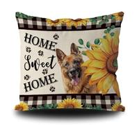 Throw Pillow Covers Dog Home Sweet Home Theme With Sunflowers Design Cozy Throw Pillow Cases Super Soft Pillowcases For Outdoor Living Room Garden