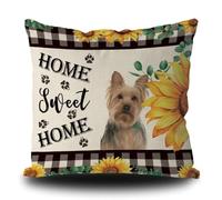 Throw Pillow Covers Dog Home Sweet Home Theme With Yorkie Sunflorals Designd Super Soft Throw Pillow Cases Cozy Throw Pillowcase For Living Room Hotel Outdoor