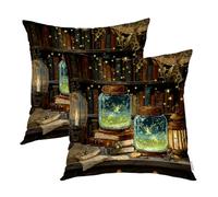 Throw Pillow Covers Enchanted Library Fairies Magical Jars With Fairies Cozy Throw Pillow Cases Printed Pillowcases For Home Sofa Women Set Of 2