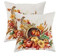 Throw Pillow Covers Farmhouse Autumn Cornucopia Thanksgiving Fall Soft Throw Pillow Cases Breathable Cushion Cover Case For All Year Round Sofa Garden 2 Pack