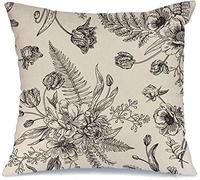 Throw Pillow Covers Ferns Design Flower Pattern Graphic Bouquets Spring Flower Draw Flowers Cushion Case With Invisible Zipper Decorative Pillowcases, For Party, Couch, Sofa, 45x45cm