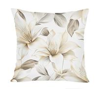 Throw Pillow Covers Flower 'Flower Dreams I Luxe Flowers' Modern White Cozy Throw Pillow Cases Wrinkle Throw Pillowcase For Patio Living Room Autumn