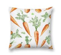 Throw Pillow Covers Fresh Carrot Pattern Double-Sided Farmhouse Cushion Covers Decorative Throw Pillowcase with Hidden Zipper Lumbar Pillow Cover for Sofa Bed Living Room Outdoor Decor 20 "x20 "