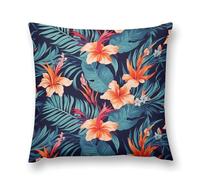 Throw Pillow Covers Hawaii Tropical Flower Double-Sided Farmhouse Cushion Covers Decorative Throw Pillowcase with Hidden Zipper Lumbar Pillow Cover for Sofa Bed Living Room Outdoor Decor 12 "x12 "