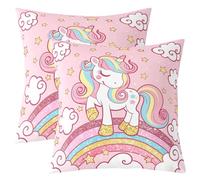 Throw Pillow Covers Horse Sea Star Rainbow Cute Horse Sea Set Of 2 Breathable Cushion Covers For Summer Outdoor Bench