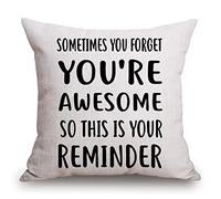 Throw Pillow Covers Inspirational Gifts for Women, Sometimes You Forget You’re Awesome So This is Your Reminder, Birthday Gifts for Women, Best Friend, Daughter, Mom, Coworker