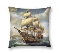 Throw Pillow Covers Luxury Soft Pillow Case Decorative Couch Cushion Case | Age of Discovery Ship Pillowcases with Zipper Fuzzy Plush Pillow Shams Covers for All Seasons