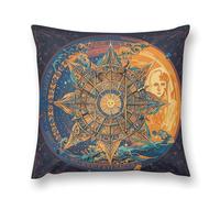 Throw Pillow Covers Mystic Tarot Card Sun And Moon Face Double-Sided Farmhouse Cushion Covers Decorative Throw Pillowcase with Hidden Zipper Lumbar Pillow Cover for Sofa Bed Living Room Outdoor Decor
