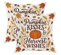 Throw Pillow Covers Orange Acorn Wheat Autumn Rustic Pumpkin With Invisible Zipper Pillowcase Decorative Cushion Covers For Decor Livingroom Garden 2 Pack