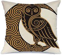 Throw Pillow Covers Owl Handdrawn Sign Predator Bird Feather Magic Tattoo Style On Wise Signs Symbols Square Throw Pillow Case Printed Chair Pillowcases, For Couch, Farmhouse, Patio, 45x45cm