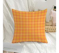 Throw Pillow Covers Pink Cloth Coral Plaid Yellow Country Peach Fall Apricot Cabin Pillow Case With Invisible Zipper Home Decor Decorative Pillowcases, For Furniture, Bar, Patio, 45X45Cm