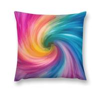 Throw Pillow Covers Rainbow Colored Swirl Double-Sided Farmhouse Cushion Covers Decorative Throw Pillowcase with Hidden Zipper Lumbar Pillow Cover for Sofa Bed Living Room Outdoor Decor 20 "x20 "