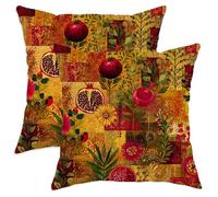 Throw Pillow Covers Red Flower Patchwork Autumn Cozy With Invisible Zipper Pillowcase Comfortable Cushions For Living Room Garden Livingroom 2 Pack