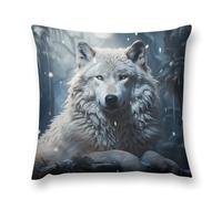 Throw Pillow Covers Super Soft Plush Pillow Cushion Cases Modern Decorative Pillowcases Home Decor Square Wolf Sitting in The Snow Pillows Case for Couch Bed and Chair 12 "x12