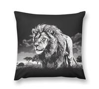 Throw Pillow Covers Super Soft Plush Pillow Cushion Cases Modern Decorative Pillowcases Home Decor Square Lion Black and White Illustration Pillows Case for Couch Bed and Chair 20 "x20