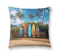 Throw Pillow Covers Surf's Up Surfboard Double-Sided Farmhouse Cushion Covers Decorative Throw Pillowcase with Hidden Zipper Lumbar Pillow Cover for Sofa Bed Living Room Outdoor Decor 16 "x16 "